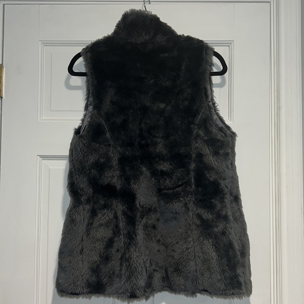 Vintage Havana Black Label Faux Fur Vest Size Small Dark Grey - Picture 7 of 13